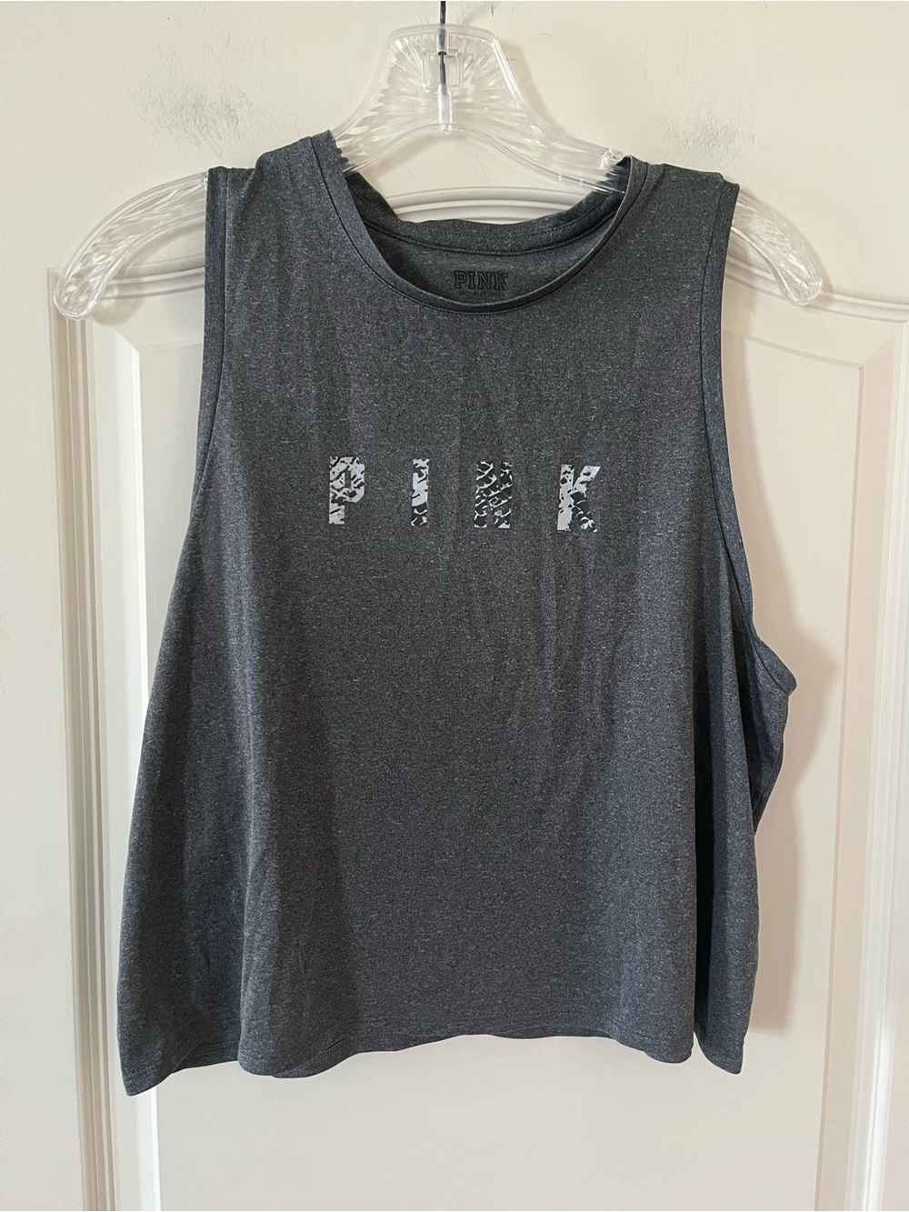 PINK Victoria's Secret Charcoal Gray Sleeveless Crop Tank Top Size Medium